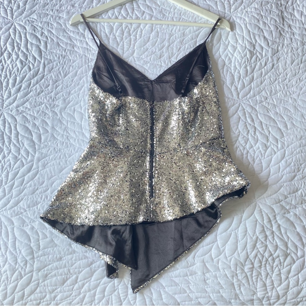 YAYA & co. Silver Sequin Asymmetrical Camisole - Picture 2 of 7